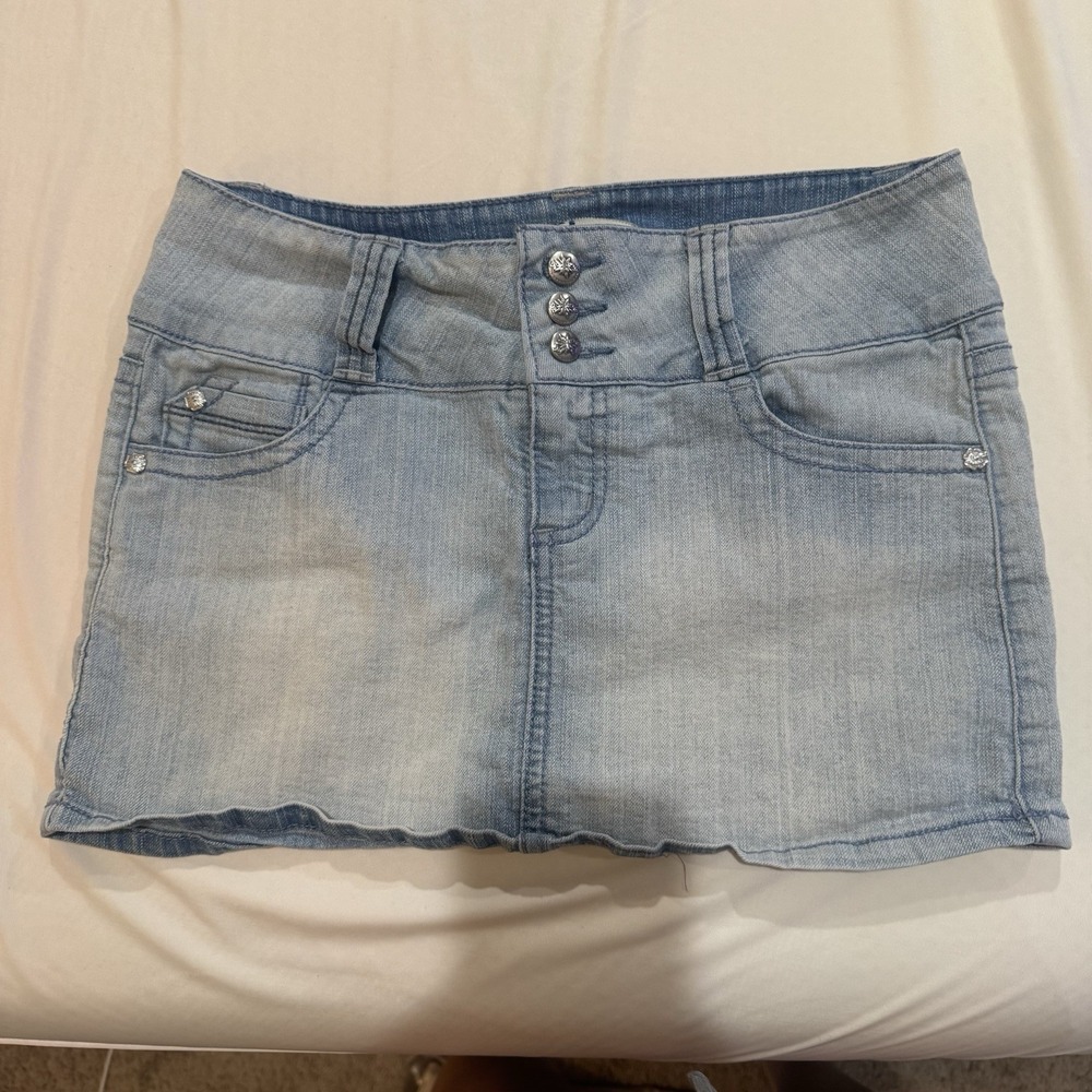 LEI Life Energy brand Y2K 90's Juniors Denim Mini Skirt Size 5‎ Low Rise